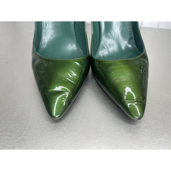 Sergio Rossi Green Patent Leather Point Toe Slip On Stiletto Pumps Size 38 - Picture 7 of 8
